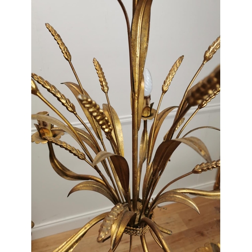 244 - Coco Chanel gilded metal four branch chandelier decorated with ears of wheat { 86cm H X 45cm Dia }.