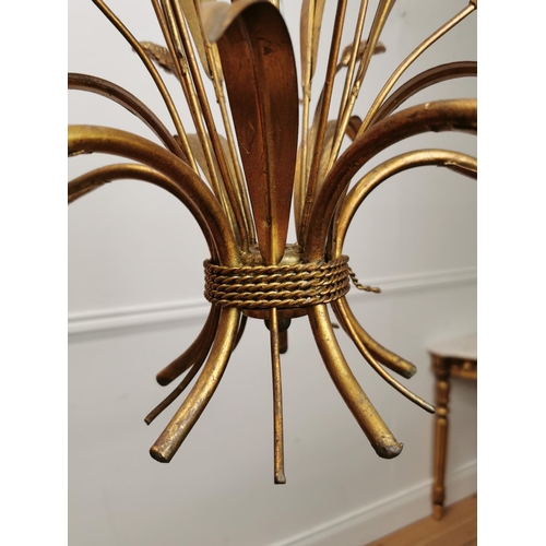 244 - Coco Chanel gilded metal four branch chandelier decorated with ears of wheat { 86cm H X 45cm Dia }.