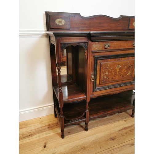 246 - 19th C. rosewood and bone inlaid side cabinet with mirrored back and turned columns raised on turned... 