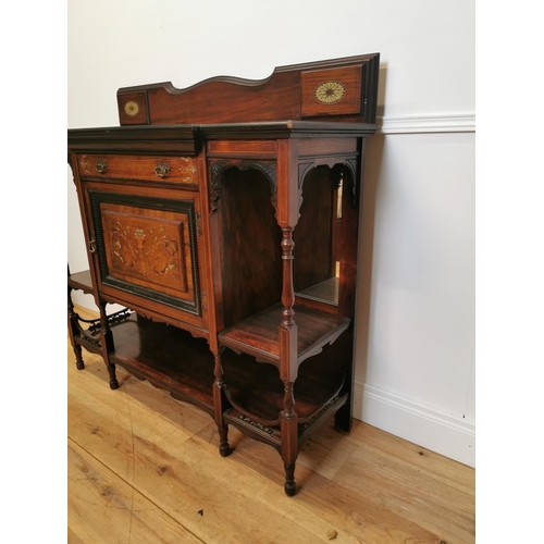 246 - 19th C. rosewood and bone inlaid side cabinet with mirrored back and turned columns raised on turned... 