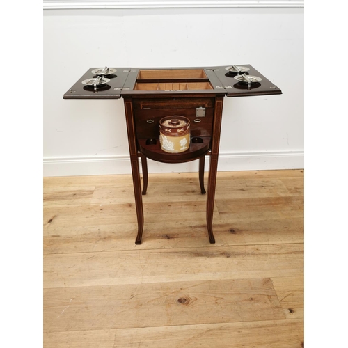 25 - Exceptional quality Edwardian mahogany inlaid smokers cabinet raised on square tapered legs {74 cm H... 