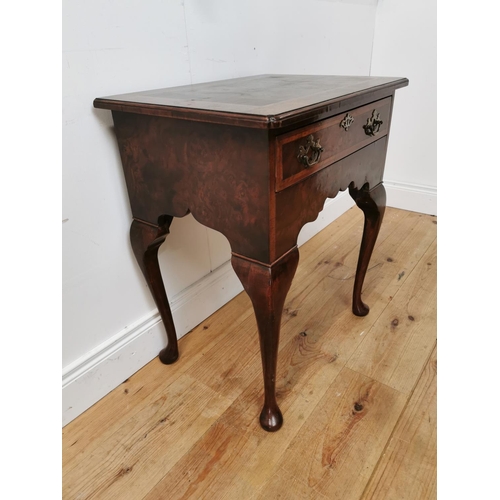 255 - Good quality burr walnut and inlaid lowboy with single drawer in the frieze raised on cabriole legs ... 