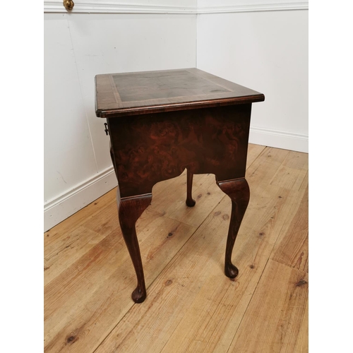 255 - Good quality burr walnut and inlaid lowboy with single drawer in the frieze raised on cabriole legs ... 