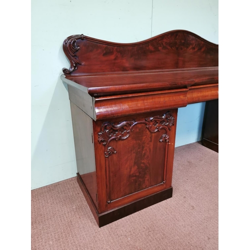 260 - 19th. C. mahogany pedestal sideboard the shaped back above a long centre drawer flanked by two drawe... 