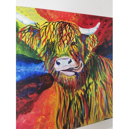 286 - M Leddy Highland Cow Oil on Canvas { 41cm H X 51cm W }.