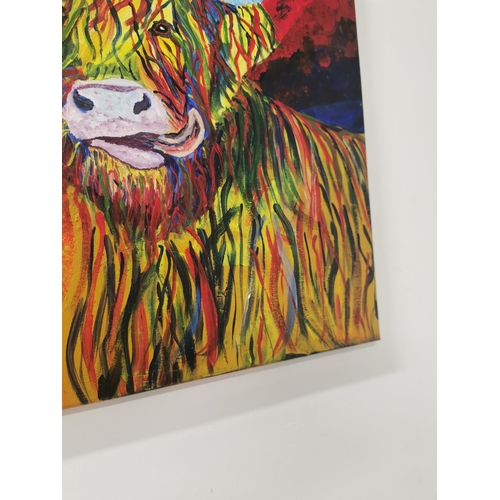 286 - M Leddy Highland Cow Oil on Canvas { 41cm H X 51cm W }.