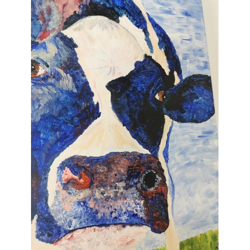 287 - M Leddy Friesian Cow Oil on Canvas { 51cm H X 41cm W }.