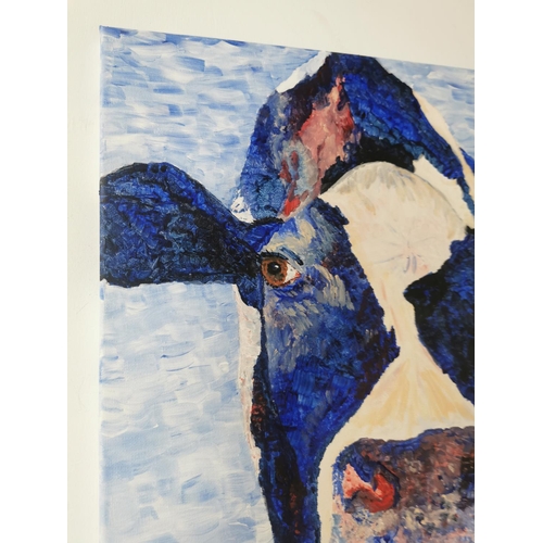 287 - M Leddy Friesian Cow Oil on Canvas { 51cm H X 41cm W }.