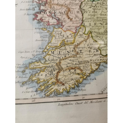 290 - Map of Irlanda mounted in an oak frame { 30cm H X 36cm W }.