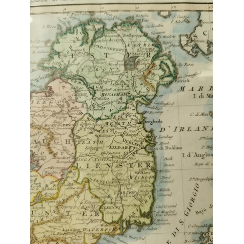 290 - Map of Irlanda mounted in an oak frame { 30cm H X 36cm W }.