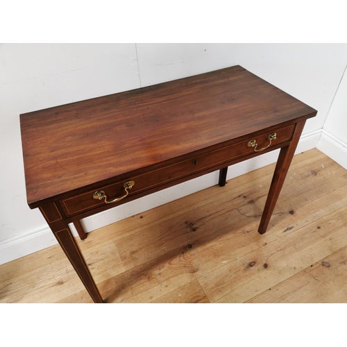 300 - Georgian mahogany and satinwood inlaid side table with single drawer in the frieze raised on square ... 