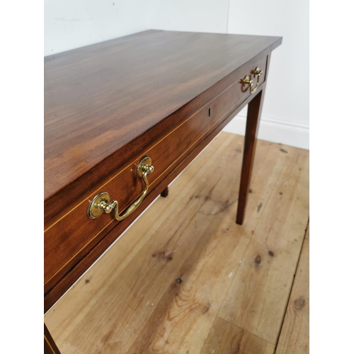 300 - Georgian mahogany and satinwood inlaid side table with single drawer in the frieze raised on square ... 