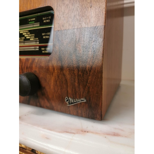 309 - Early 20th. C. G. Marconi wooden radio with original back { 39cm H X 46cm W X 23cm D }.