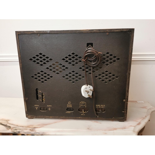 309 - Early 20th. C. G. Marconi wooden radio with original back { 39cm H X 46cm W X 23cm D }.