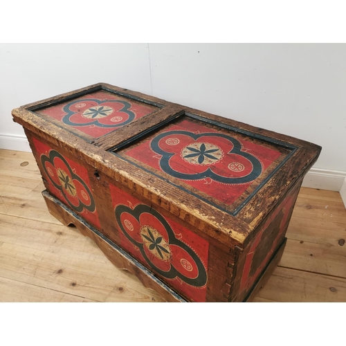 310 - 18th. C. Swedish painted pine chest { 65cm H X 124cm W X 56cm D }.