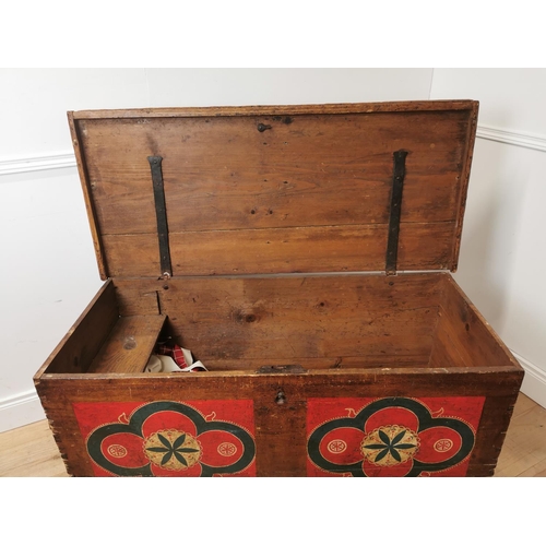 310 - 18th. C. Swedish painted pine chest { 65cm H X 124cm W X 56cm D }.