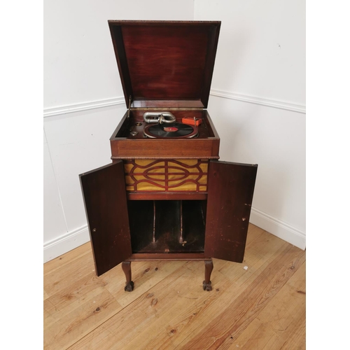 313 - 1940's mahogany cabinet gramophone { 102cm H X 57cm Sq }