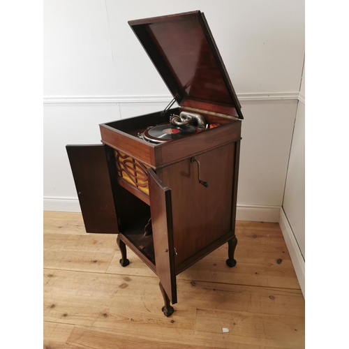 313 - 1940's mahogany cabinet gramophone { 102cm H X 57cm Sq }