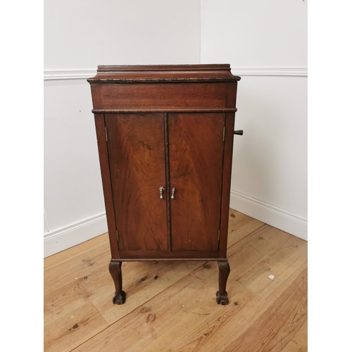 313 - 1940's mahogany cabinet gramophone { 102cm H X 57cm Sq }