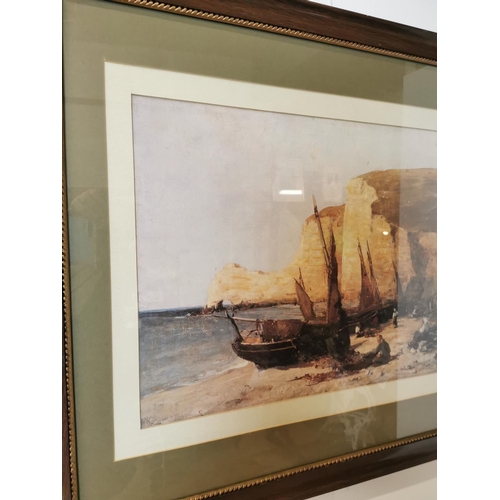 328 - Russel Flint print mounted in wooden frame {73 cm H x 87 cm W}.