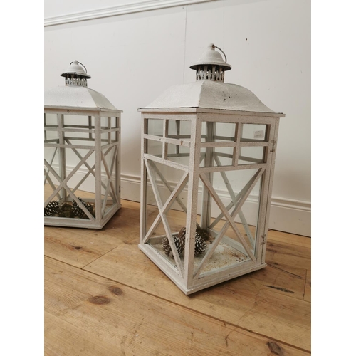 332 - Pair of metal lanterns { 71cm H X 32cm Sq. }.