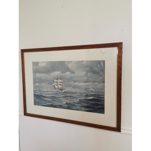 341 - Maritime Scene framed coloured print. {68 cm H x 97 cm W}.