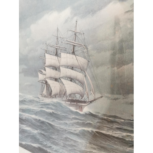 341 - Maritime Scene framed coloured print. {68 cm H x 97 cm W}.