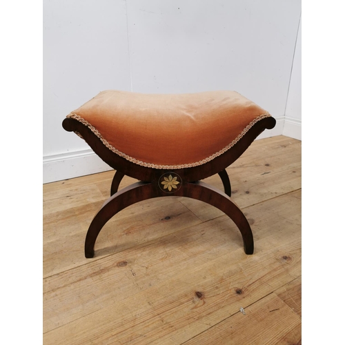 380 - Good quality Regency mahogany and upholstered piano stool raised on lyre supports {49 cm H x 55 cm W... 