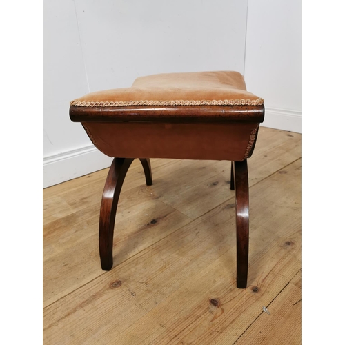 380 - Good quality Regency mahogany and upholstered piano stool raised on lyre supports {49 cm H x 55 cm W... 