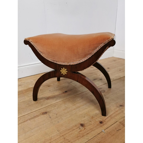 380 - Good quality Regency mahogany and upholstered piano stool raised on lyre supports {49 cm H x 55 cm W... 