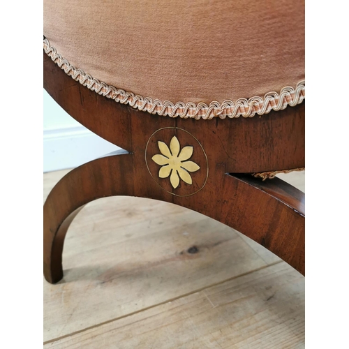 380 - Good quality Regency mahogany and upholstered piano stool raised on lyre supports {49 cm H x 55 cm W... 