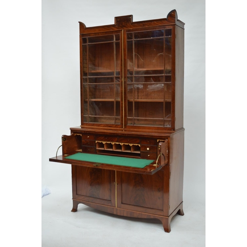 385 - Regency mahogany secretaire bookcase the two astragal glazed doors above a fall front drawer enclosi... 