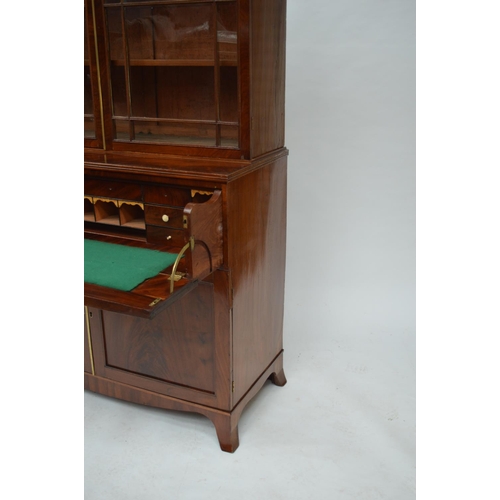 385 - Regency mahogany secretaire bookcase the two astragal glazed doors above a fall front drawer enclosi... 