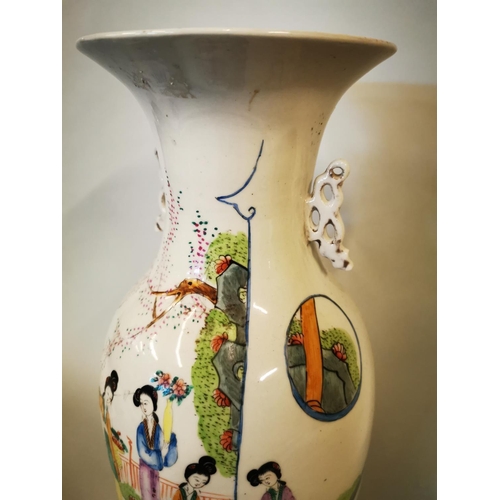 395 - Cantonese ceramic vase {42 cm H x 29 cm W}