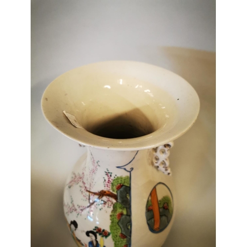 395 - Cantonese ceramic vase {42 cm H x 29 cm W}