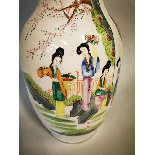 395 - Cantonese ceramic vase {42 cm H x 29 cm W}