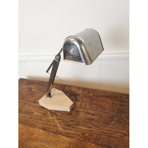 396 - Art Deco chrome and marble desk lamp. {41 cm H x 20 cm W x 26 cm D}.