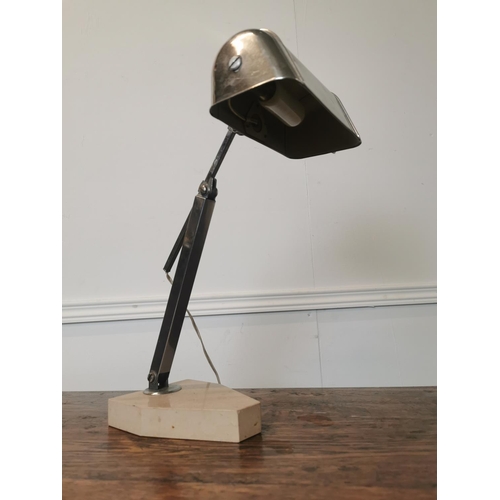 396 - Art Deco chrome and marble desk lamp. {41 cm H x 20 cm W x 26 cm D}.