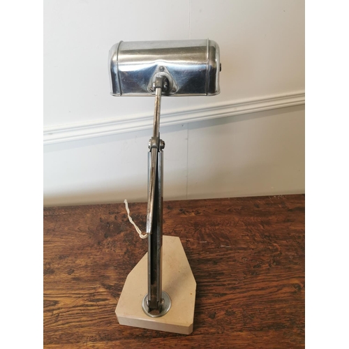 396 - Art Deco chrome and marble desk lamp. {41 cm H x 20 cm W x 26 cm D}.