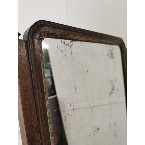 4 - Georgian mahogany dressing table mirror over one long drawer on ogee feet. {69 cm H x 51 cm W x 23 c... 