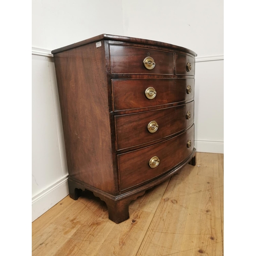 407 - 19th. C. mahogany bow fronted chest the two short drawers over three graduated long drawers rasied o... 