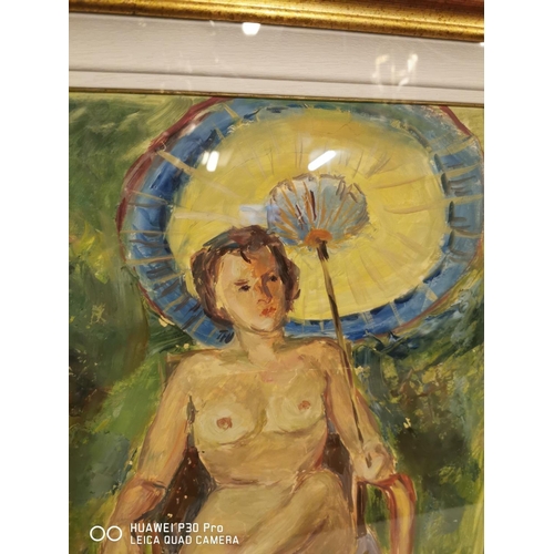 408 - Maurice Felix Nude Lady framed watercolour of signed Felix .  {75 cm H x 57 cm W}.