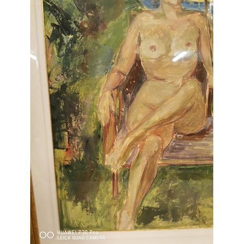 408 - Maurice Felix Nude Lady framed watercolour of signed Felix .  {75 cm H x 57 cm W}.