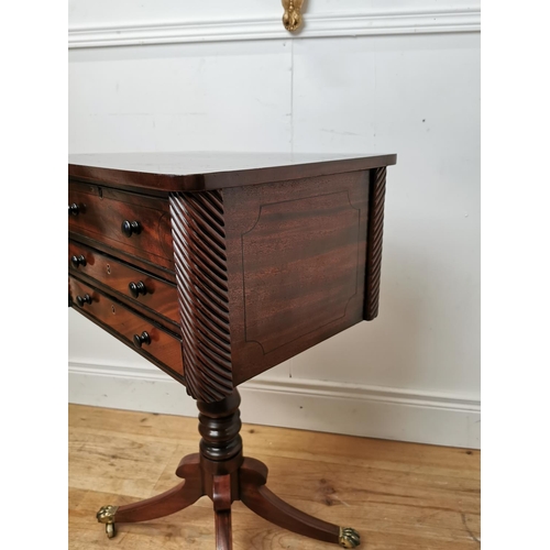 420 - Good quality Regency mahogany and ebony inlay side table with two working drawers and one dummy draw... 