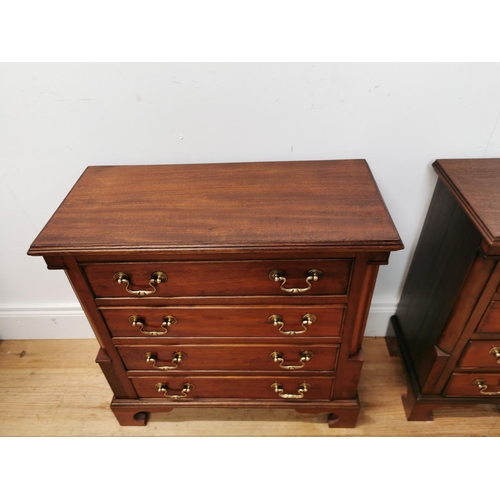 430 - Pair of good quality mahogany bachelor's bedside chests with brass handles raised on bracket feet in... 