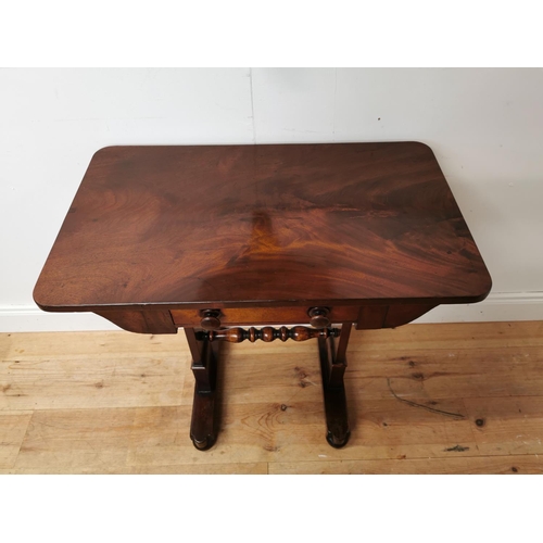 440 - 19th C. mahogany side table with single drawer in the frieze raised on square columns and platform b... 