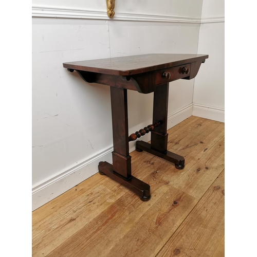 440 - 19th C. mahogany side table with single drawer in the frieze raised on square columns and platform b... 