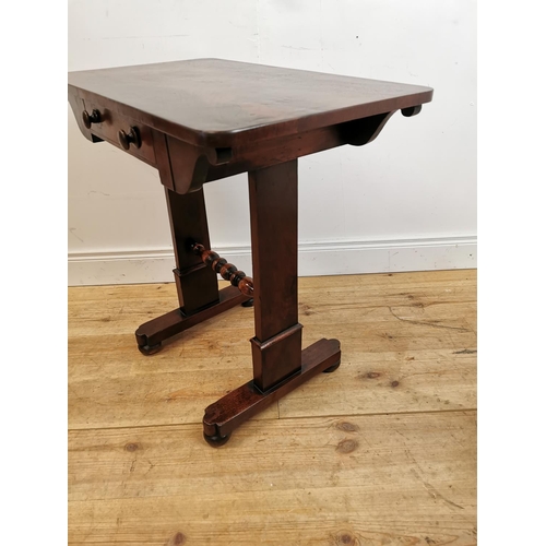 440 - 19th C. mahogany side table with single drawer in the frieze raised on square columns and platform b... 