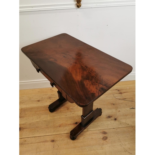 440 - 19th C. mahogany side table with single drawer in the frieze raised on square columns and platform b... 