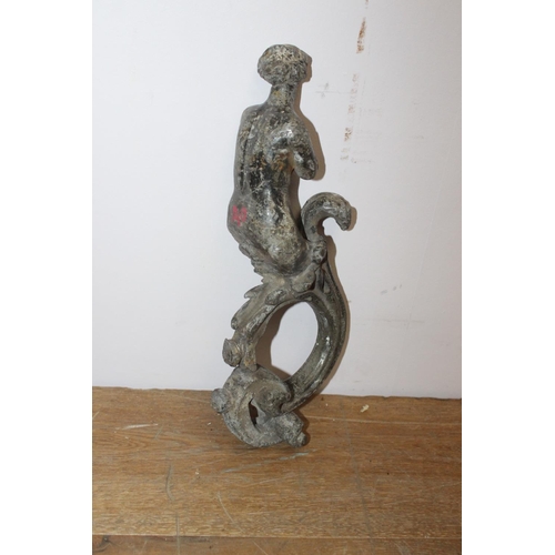 442 - 19th. C. cast iron door knocker in the form of a Lady { 38cm H X 8cm W X 14cm D }.